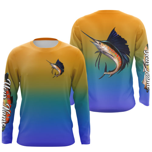 Sailfish fishing Custom Name UV protection UPF 30+ fishing jersey, deep sea fishing tournament shirts NQS3957