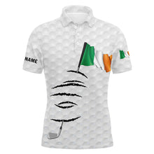 Load image into Gallery viewer, Personalized white golf polos shirt for men Ireland flag patriotic custom name gifts for golf lovers NQS7066