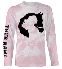 Load image into Gallery viewer, Girl riding horse pink tie dye Custom Name 3D All Over Printed Shirts Personalized horse shirt NQS3096