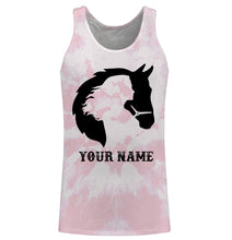 Load image into Gallery viewer, Girl riding horse pink tie dye Custom Name 3D All Over Printed Shirts Personalized horse shirt NQS3096