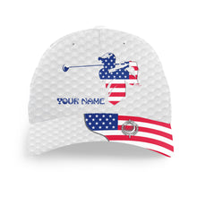 Load image into Gallery viewer, Golfer hat custom name American flag golf hats patriot golf white Unisex Baseball mens golf hats NQS7179