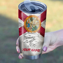 Load image into Gallery viewer, 1PC Pompano, Redfish,Trout fishing tumbler Florida State Flag Customize name Stainless Steel Tumbler Cup Personalized Fishing gift fishing team - NQS875