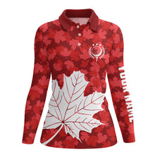 Load image into Gallery viewer, Womens golf polo shirts Red Canada maple leaf pattern custom team golf shirts, patriot golf tops NQS7342