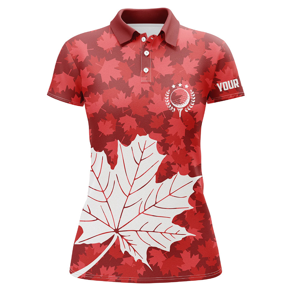 Womens golf polo shirts Red Canada maple leaf pattern custom team golf shirts, patriot golf tops NQS7342