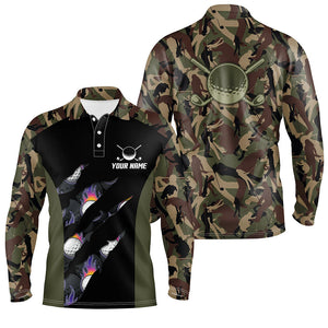 Mens golf polo shirts custom camo golf shirt for mens, golf attire for men NQS6903