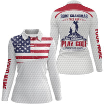 Load image into Gallery viewer, Some Grandmas Take Naps Real Grandmas Play Golf American Flag patriotic custom Woman Polo Shirts NQS5345