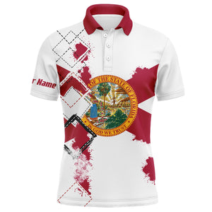 Mens golf polo shirts Florida flag patriot custom name golf shirts for men, gift for the golfers NQS5063