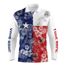 Load image into Gallery viewer, Mens golf polo shirts Texas flag patriotic tropical floral custom name team golf shirts for men NQS5065