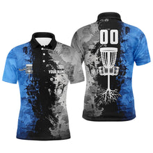 Load image into Gallery viewer, Custom name and number Disc Golf basket Men polo shirts, disc golf shirts for men | Blue NQS6470