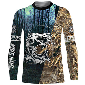 Catfish Fishing Camo Customize Name 3D All Over Pinted Shirts Personalized Fishing Gift For Men, Women And Kid NQS396