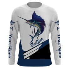 Load image into Gallery viewer, Sailfish fishing saltwater sportfishing Custom Name UV protection UPF 30+ fishing jersey NQS3013