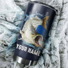 Load image into Gallery viewer, Beautiful Striped Bass Fishing Tumbler Cup Customize name Personalized Fishing gift for fisherman - NQS328