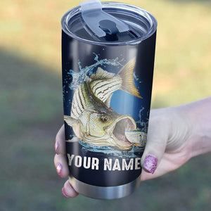 Beautiful Striped Bass Fishing Tumbler Cup Customize name Personalized Fishing gift for fisherman - NQS328