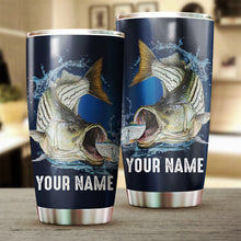 Load image into Gallery viewer, Beautiful Striped Bass Fishing Tumbler Cup Customize name Personalized Fishing gift for fisherman - NQS328