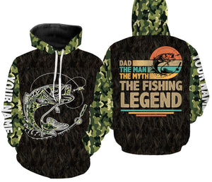 Largemouth Bass fishing Dad The Man, the Myth, the Legend 3D All Over print shirts personalized fishing apparel, Gift For Father's Day NQS404