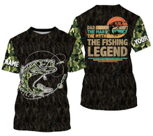 Load image into Gallery viewer, Largemouth Bass fishing Dad The Man, the Myth, the Legend 3D All Over print shirts personalized fishing apparel, Gift For Father&#39;s Day NQS404