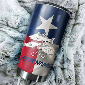 1PC Texas Slam Redfish Puppy Drum, Speckled Trout, Flounder Customize name Stainless Steel Fishing Tumbler Cup Personalized Fishing gift fishing team - NQS758