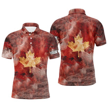 Load image into Gallery viewer, Mens golf polo shirts custom smoke Canadian flag patriotic golf tops for mens, golf gifts for men NQS6486