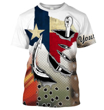 Load image into Gallery viewer, Texas Slam Redfish, Trout, Flounder fish hook Custom Texas patriotic Shirts, Long Sleeve performance Fishing Shirts NQS2048