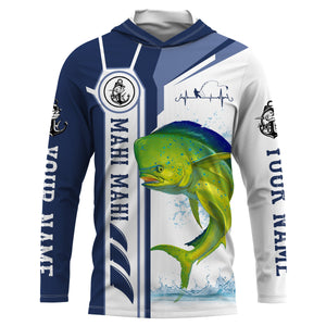 Mahi mahi dolphinfish fishing tournament fishing shirts for men UV protection UPF 30+  quick dry Customize name fishing shirts NQS2764