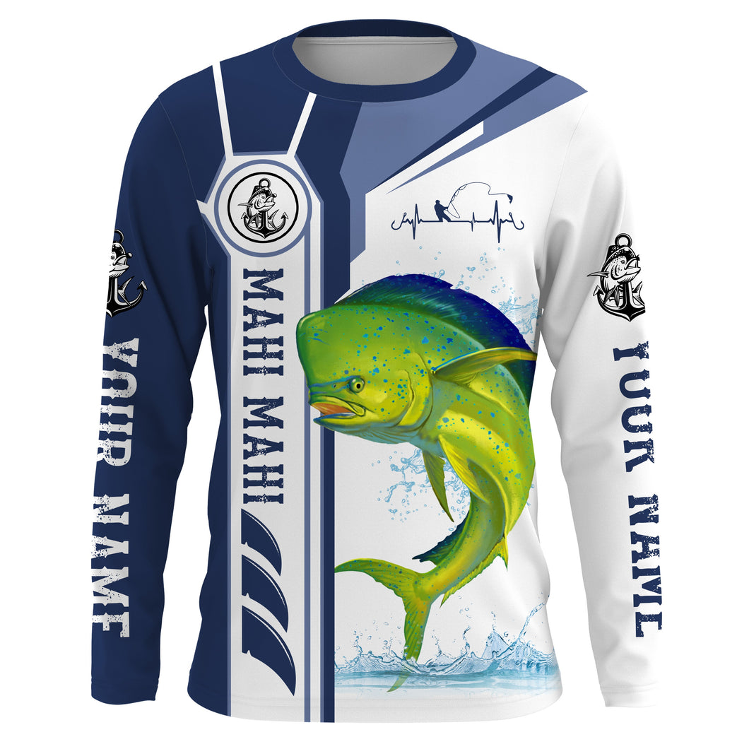 Mahi mahi dolphinfish fishing tournament fishing shirts for men UV protection UPF 30+  quick dry Customize name fishing shirts NQS2764