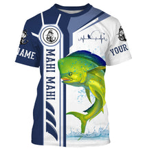 Load image into Gallery viewer, Mahi mahi dolphinfish fishing tournament fishing shirts for men UV protection UPF 30+  quick dry Customize name fishing shirts NQS2764