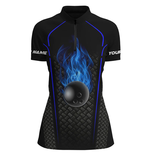 Custom bowling shirt for women – personalized team jersey front view