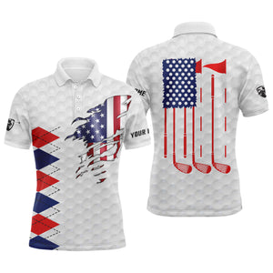 American flag white golf polo shirts for men personalized patriotic golf gift ideas for him NQS3421