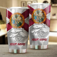 Load image into Gallery viewer, 1PC Inshore Slam Snook, Redfish,Trout fishing Florida State Flag Custom name Stainless Steel Fishing Tumbler Cup Personalized Fishing gift NQS781