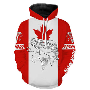 Chinook Salmon King Salmon Fishing Canadian Flag Customize name shirts NQS452