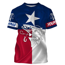 Load image into Gallery viewer, Chinook Salmon (King Salmon) Fishing Texas Flag Customize name All over print shirt NQS453