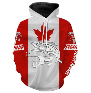 Musky Fishing 3D Canadian Flag Customize name All over print shirts NQS473