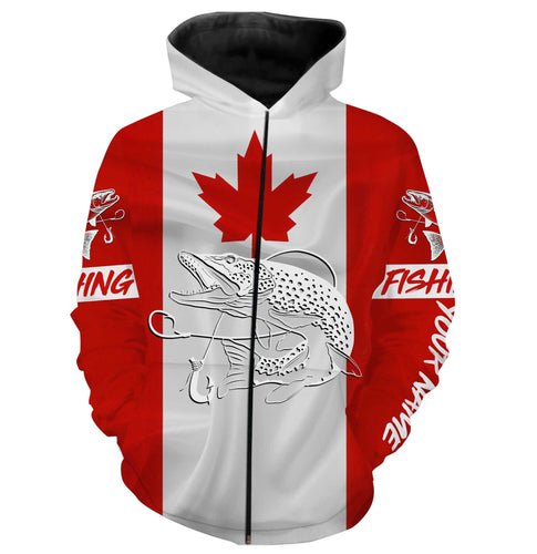 Northern Pike Fishing 3D Canadian Flag Customize name All over print shirts NQS471