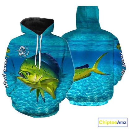 Mahi mahi (Dorado) Fishing Customize Name Fishing Water Camo All Over Printed Shirts Personalized Fishing Gift For Adult And Kid NQS382