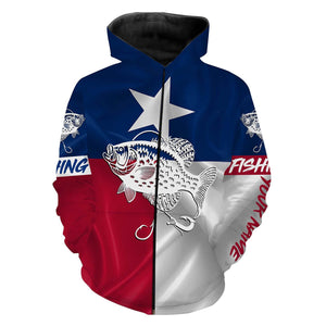Crappie Tattoo fishing Texas Flag 3D All Over print shirts saltwater personalized fishing apparel for Adult and kid NQS398