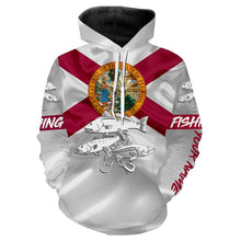 Load image into Gallery viewer, Inshore Slam Snook, Redfish, Trout fishing Florida State Flag personalized fishing apparel NQS402