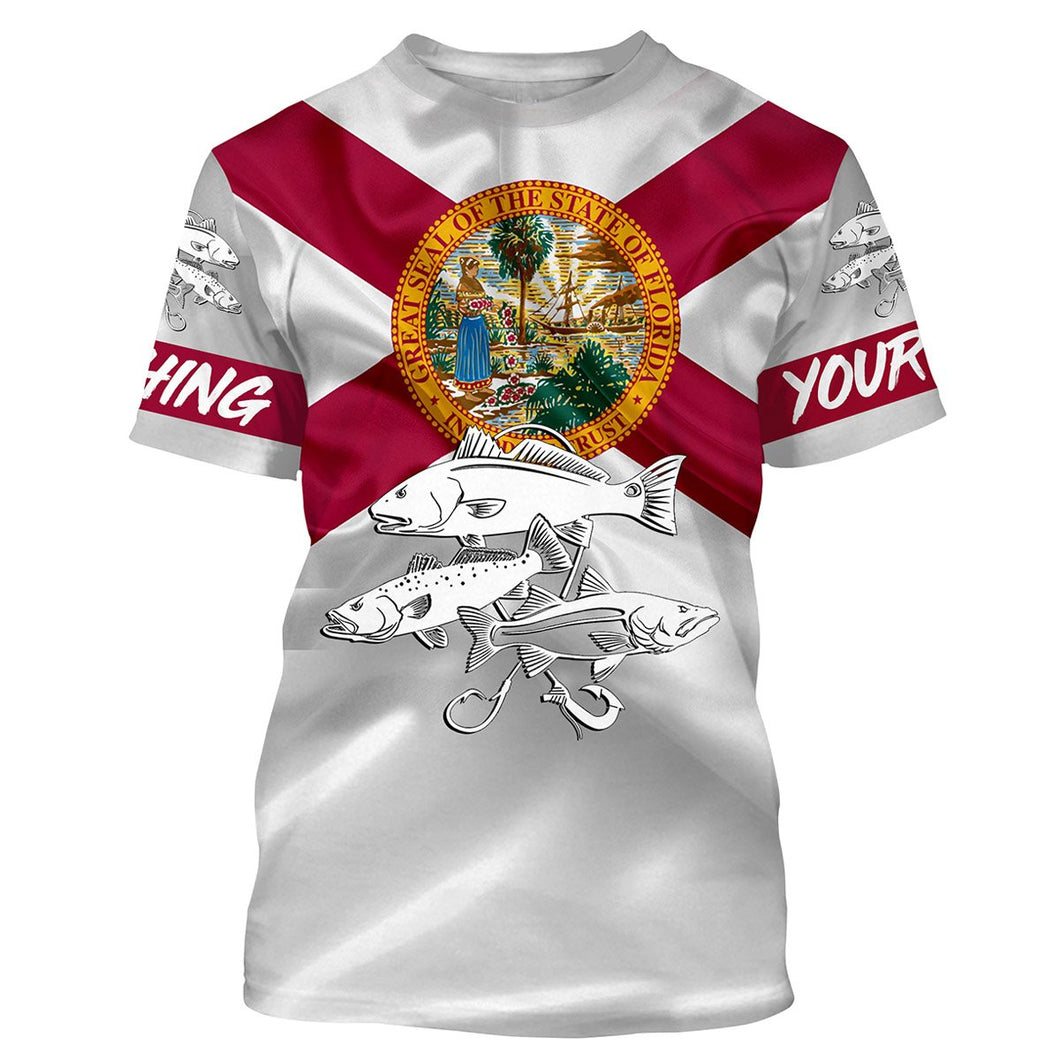 Inshore Slam Snook, Redfish, Trout fishing Florida State Flag personalized fishing apparel NQS402