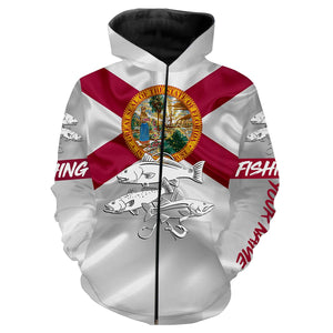 Inshore Slam Snook, Redfish, Trout fishing Florida State Flag personalized fishing apparel NQS402