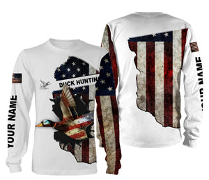 Duck hunting American flag patriotic legend duck hunter 3d shirts- personalized duck hunting shirts NQSD24
