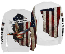 Load image into Gallery viewer, Duck hunting American flag patriotic legend duck hunter 3d shirts- personalized duck hunting shirts NQSD24