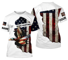 Load image into Gallery viewer, Duck hunting American flag patriotic legend duck hunter 3d shirts- personalized duck hunting shirts NQSD24