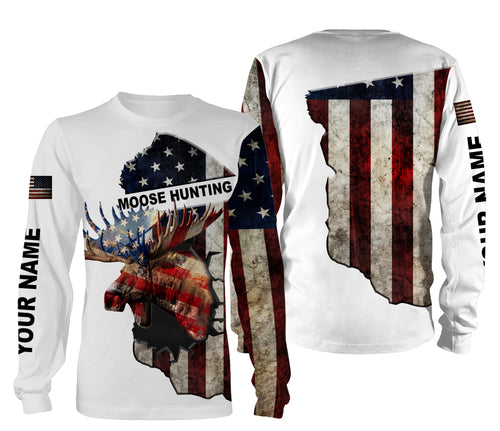 Moose hunting American flag legend moose hunter 3d shirts- personalized moose hunting shirts NQSD25