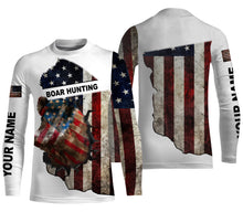 Load image into Gallery viewer, Wild hog hunting American flag patriotic legend boar hunter 3d shirts- personalized boar hunting shirts NQSD26