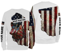 Load image into Gallery viewer, Wild hog hunting American flag patriotic legend boar hunter 3d shirts- personalized boar hunting shirts NQSD26