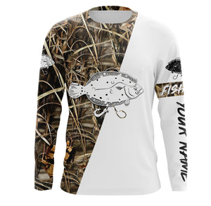 Flounder Tattoo Fishing custom performance long sleeves fishing shirt UV protection UPF 30+ NQS685