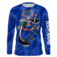 Load image into Gallery viewer, North Dakota Flag 3D Fish Hook UV Protection Custom Long Sleeve performance Fishing Shirts IPHW501