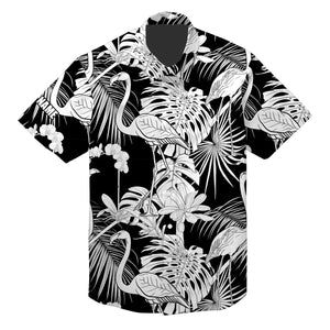 Black and white tropical plants flamingo golf shirts custom name Hawaiian Shirt for men, women NQS4841