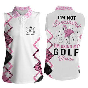 Pink flamingo leopard golf shirt custom women's golf tanks I'm not swearing I'm using my golf words NQS5152