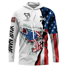 Load image into Gallery viewer, Walleye fishing legend American flag patriot UV protection Customize name long sleeves fishing shirts NQS4493