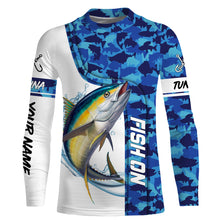 Load image into Gallery viewer, Tuna fishing blue sea camo saltwater Custom Name performance long sleeve fishing shirt uv protection NQS3706